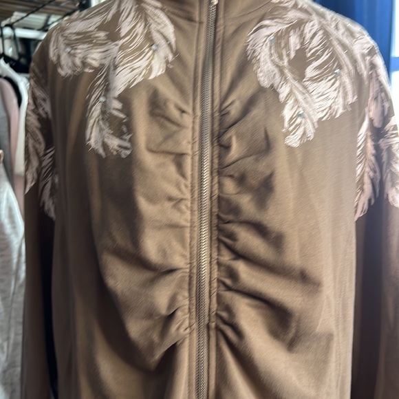 NEW Susan Graver zip up - brown, rhinestones, pockets, feathers, NWT - Picture 11 of 11
